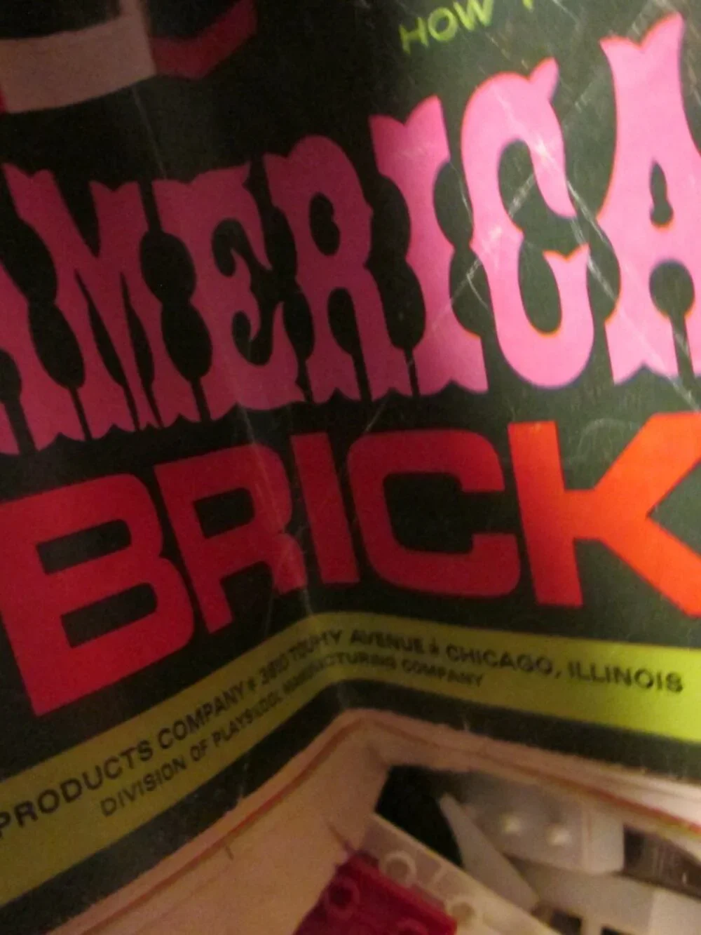Vtg American plastic Bricks 735  container 510 pc instructions bldg blocks